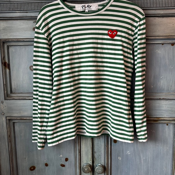 Comme des Garçons PLAY Green Stripe Shirt Size M - Picture 3 of 9